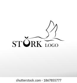 
black white stork logo, flying delivery stork logo, clip art vector