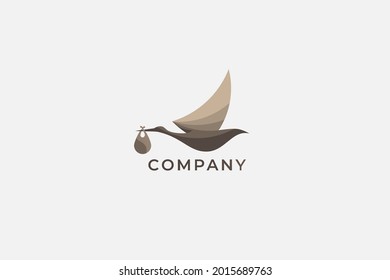 black white stork logo template illustration , icon sign clip art vector