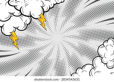 Black White Storm Cloud Lightning Spiral Backdrop