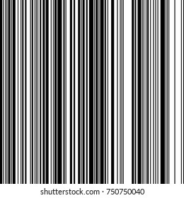 Black and White Straight Vertical Variable Width Stripes, Monochrome Lines Pattern, Vertically Seamless, Straight Parallel Vertical Lines, Fashion Geometric Monochrome Random Streaks