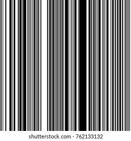 Black and White Straight Vertical Variable Width Stripes, Monochrome Lines Pattern, Vertically Seamless, Straight Parallel Vertical Lines, Fashion Geometric Monochrome Random Streaks