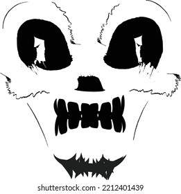 Black And White Strange Creature Face Silhouette Vector