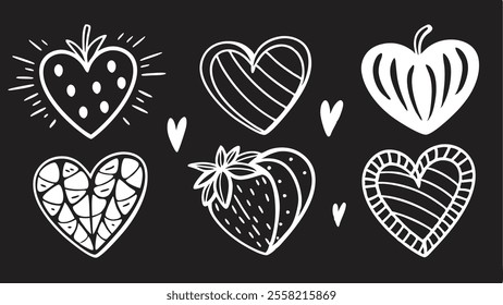 Black and White Strawberry and Heart Collection