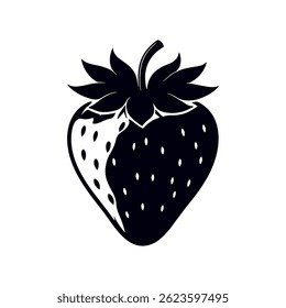 Black and White Strawberry Illustration – Logo Template