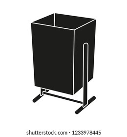 Black and white street garbage bin silhouette. Urban trash can. Waste disposal themed vector illustration for icon, logo, stamp, label, emblem, certificate, leaflet, brochure or banner decoration