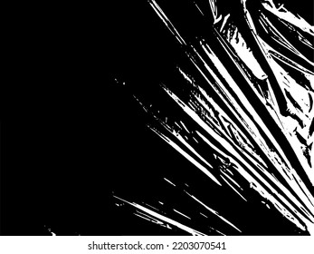 Black and white stretched plastic film. Urban grunge background. Cellophane film. Plactic transparent polyethylene food package. Flexible plastic sheeting