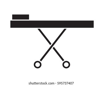 Vector de icono de camillas en blanco y negro aislado en fondo blanco. Iconos médicos.