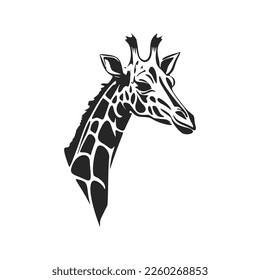 Black and white strict and minimalistic logo with a giraffe.