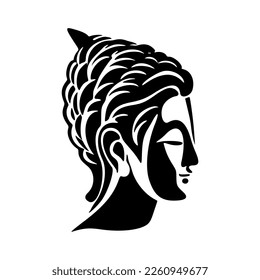 Black and white strict and minimalistic logo of an excellent Buddha.