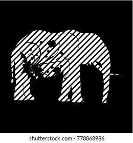 black and white stripe elephant logo design