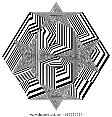 Black And White Stripe Hedra Star Vector 02