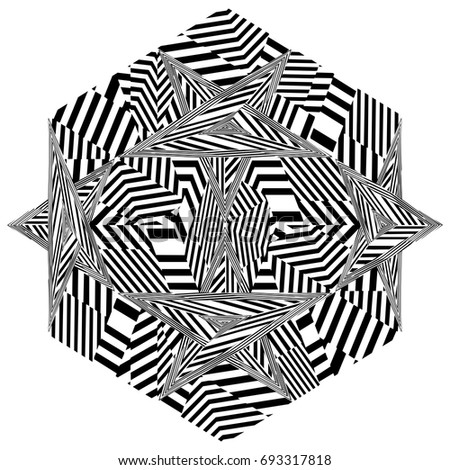 Black And White Stripe Hedra Star Vector 01 