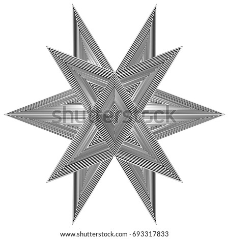 Black And White Stripe Hedra Star Vector 04