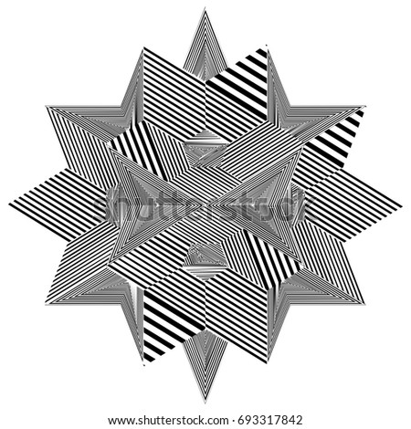 Black And White Stripe Hedra Star Vector 03