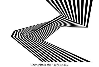 black and white stripe line abstract graphic optical art