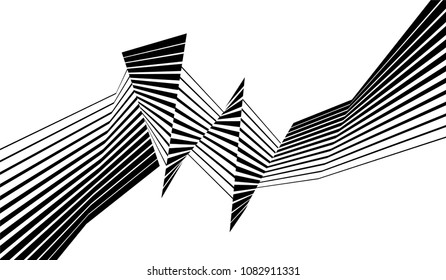 black and white stripe line abstract graphic optical art background