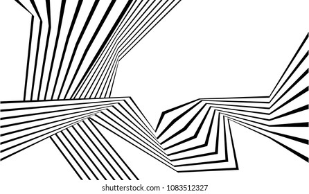 black and white stripe line abstract graphic optical art background