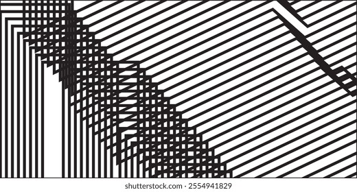 black and white stripe line abstract graphic optical art vector background
