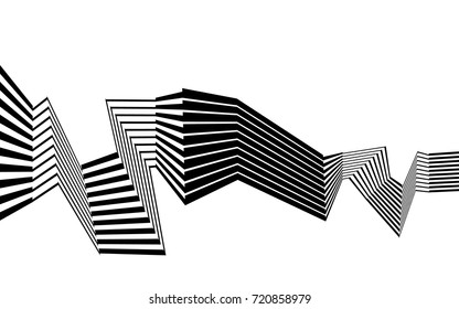 black and white stripe line abstract graphic optical art