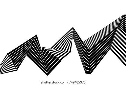 black and white stripe line abstract graphic optical art