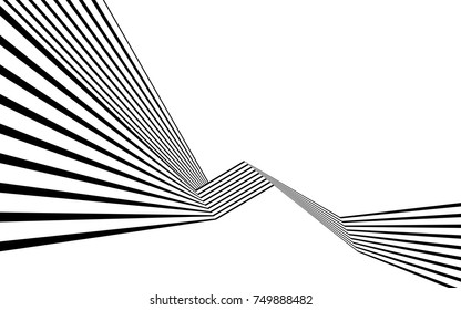 Black And White Stripe Line Abstract Graphic Optical Art