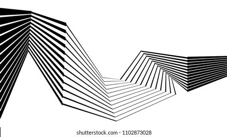 black and white stripe line pattern abstract graphic, op art