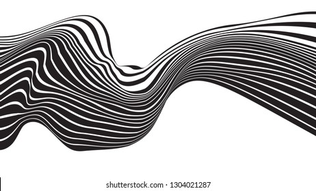 black and white stripe line pattern abstract graphic, op art