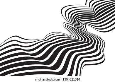 black and white stripe line pattern abstract graphic, op art