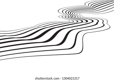 Gráfico abstracto del patrón de línea de la raya en blanco y negro, arte del op