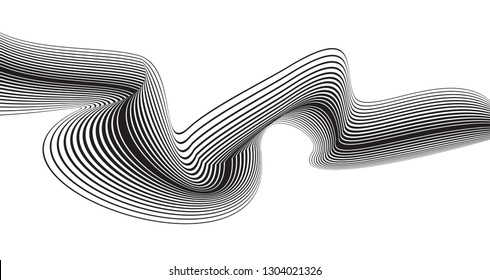 black and white stripe line pattern abstract graphic, op art