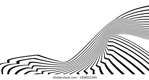 black and white stripe line pattern abstract graphic, op art