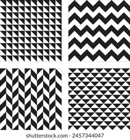 Black and white Stripe Lines patterns and Triangles