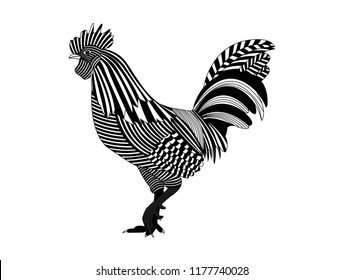 Black and white stripe Rooster