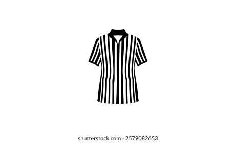 Black and White Stripe Zipper Collar Referee Shirt , black isolated silhouette