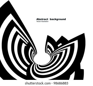 Black and white striped abstract background with bend forms