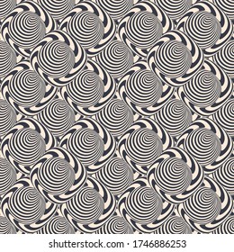 Black and white striped background. Seamless pattern with optical illusion. Simple graphic design. 3d vector illustration. 