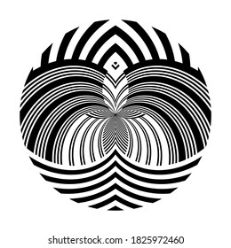 Diseño de líneas de círculos rayados en blanco y negro. vector de tatuaje.