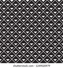 Black and white striped diamonds in rows. Seamless stylish geometric background. Modern abstract pattern. Flat monochrome design.
