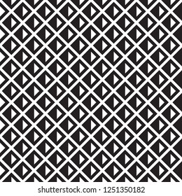 Black and white striped diamonds in rows. Seamless stylish geometric background. Modern abstract pattern. Flat monochrome design.