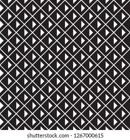 Black and white striped diamonds in rows. Seamless stylish geometric background. Modern abstract pattern. Flat monochrome design.
