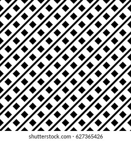 Black and white striped diamonds in rows. Seamless stylish geometric background. Modern abstract pattern. Flat monochrome design.