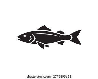 black and white striped fish vector illustration flat design