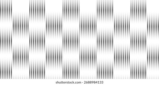 Black and white striped halftone gradient. Fading line gradation background. Repeating strip pattern backdrop. Parallel lines wallpaper for overlay, print, cover. Vector Doppler effect concept