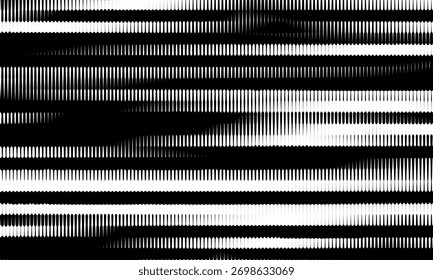 Schwarzweiß gestreifter Halbtongradient. Abklingender linearer Abstufungshintergrund. Hintergrund des sich wiederholenden Streifenmusters. Parallele Linien Tapete für Overlay, Druck, Abdeckung. Konzept des Vektorpulsationseffekts