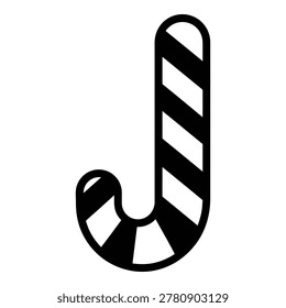 Black and white striped letter J icon symbol alphabet letterform design element icon