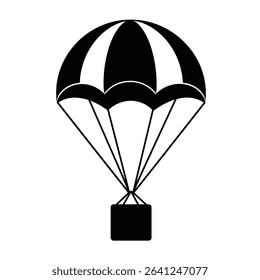 Black and white striped parachute package delivery