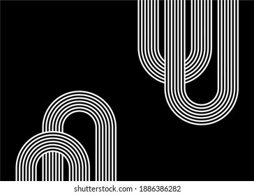 Black and white striped pattern of parallel lines. Modern vector background