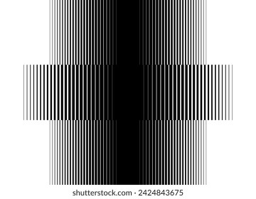 Black and white striped pattern of thin lines with a transition. Modern vector backgroun