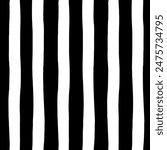 Black and white striped pattern. Vector illustration. Freehand uneven stripes repeat pattern. Hand drawn bold lines. No AI generated content in this pattern. 