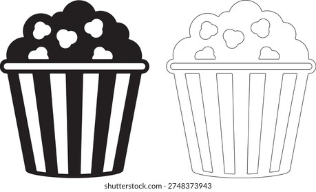 Black and white striped popcorn bucket silhouettes